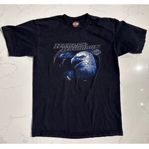 Harley Davidson Denver Colorado Eagle Lightning Graphic T-Shirt Black
